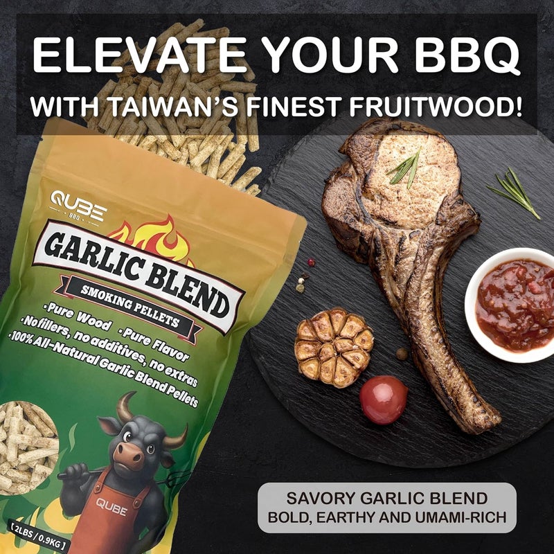 QUBE BBQ Garlic Blend Smoking Pellets | Bold & Savory BBQ Smoke | Use Less, Taste More | All-Natural Smoking Blend for Grills, Smokers, and Tubes | 2lb Bag - Image 3